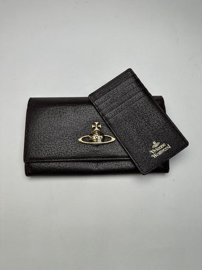 Vintage Vivienne Westwood Textured Leather Bifold Wallet c. Late 2000s Dark Brown