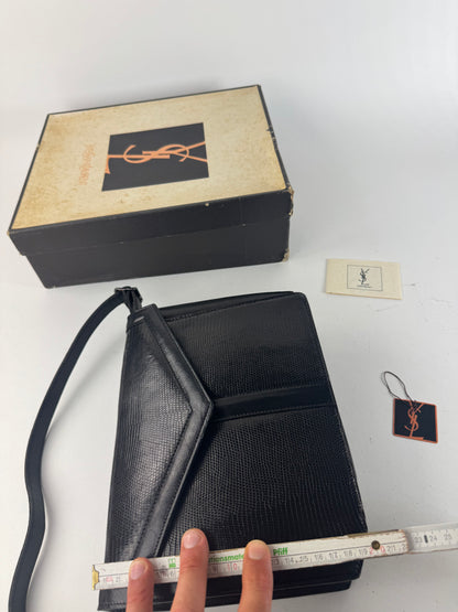 Vintage Yves Saint Laurent Snakeskin embossed leather bag black