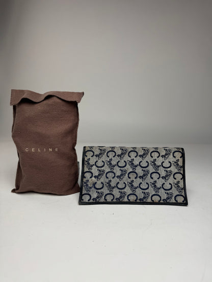 Vintage Celine Macadam Monogram ID Holder Card Holder Navy Grey