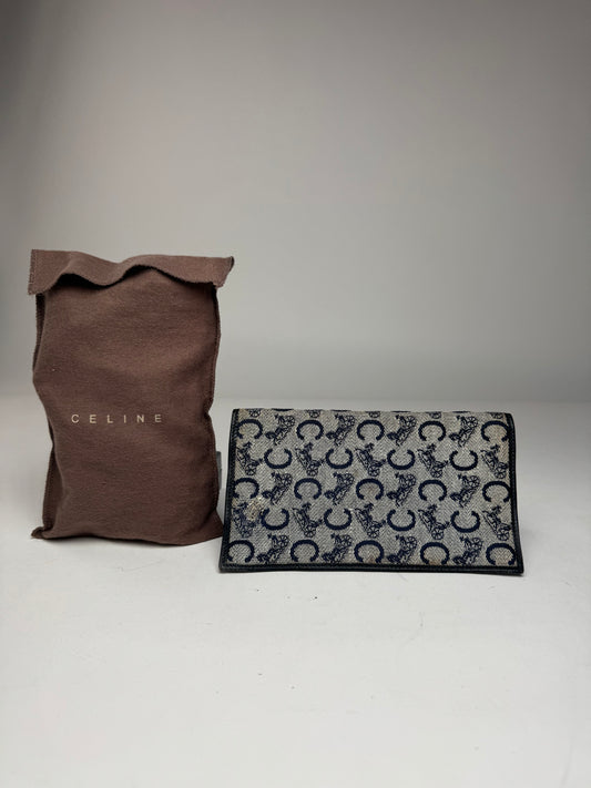 Vintage Celine Macadam Monogram ID Holder Card Holder Navy Grey