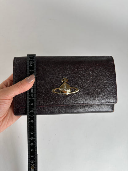 Vintage Vivienne Westwood Textured Leather Bifold Wallet c. Late 2000s Dark Brown
