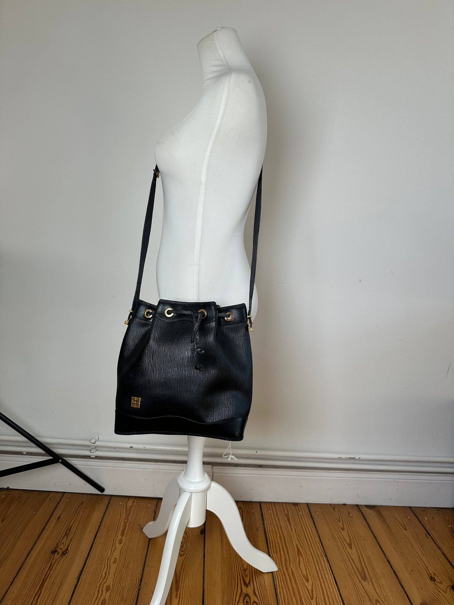 Vintage Givenchy Leather Bucket Bag Black