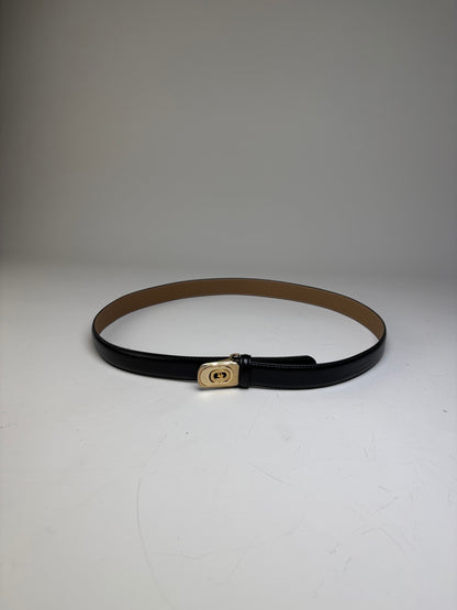 Vintage Dior Leather Belt Black Tan Gold Buckle