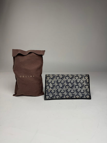 Vintage Celine Macadam Monogram ID Holder Card Holder Navy Grey