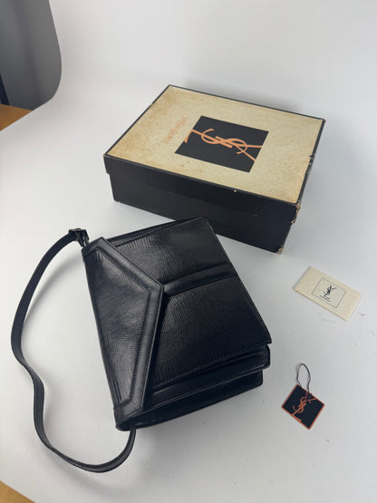 Vintage Yves Saint Laurent Snakeskin embossed leather bag black