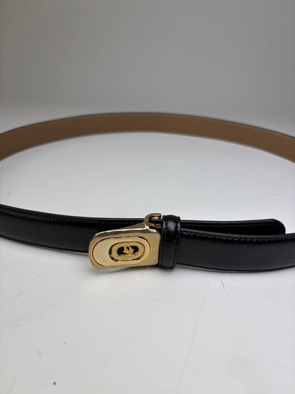 Vintage Dior Leather Belt Black Tan Gold Buckle