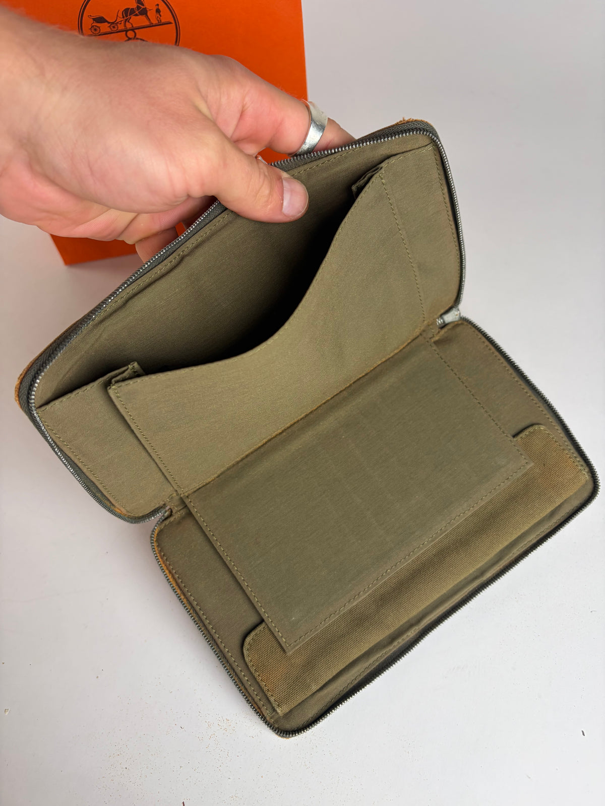 Vintage Hermès Canvas Bifold Wallet 2017 Olive Green