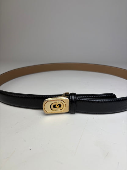 Vintage Dior Leather Belt Black Tan Gold Buckle