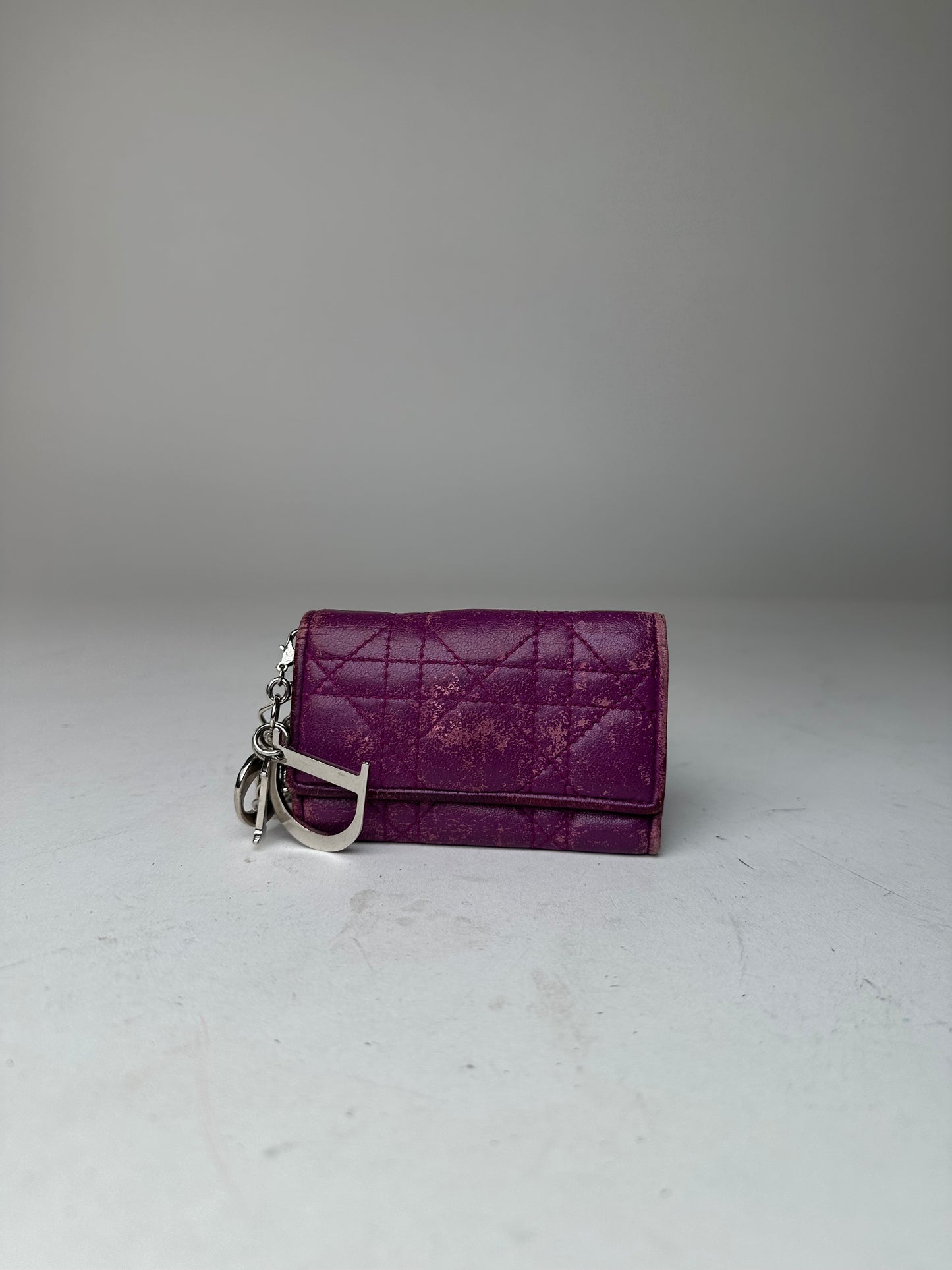 Dior Quilted Leather Key Holder Accessory Purple