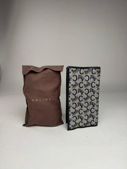 Vintage Celine Macadam Monogram ID Holder Card Holder Navy Grey