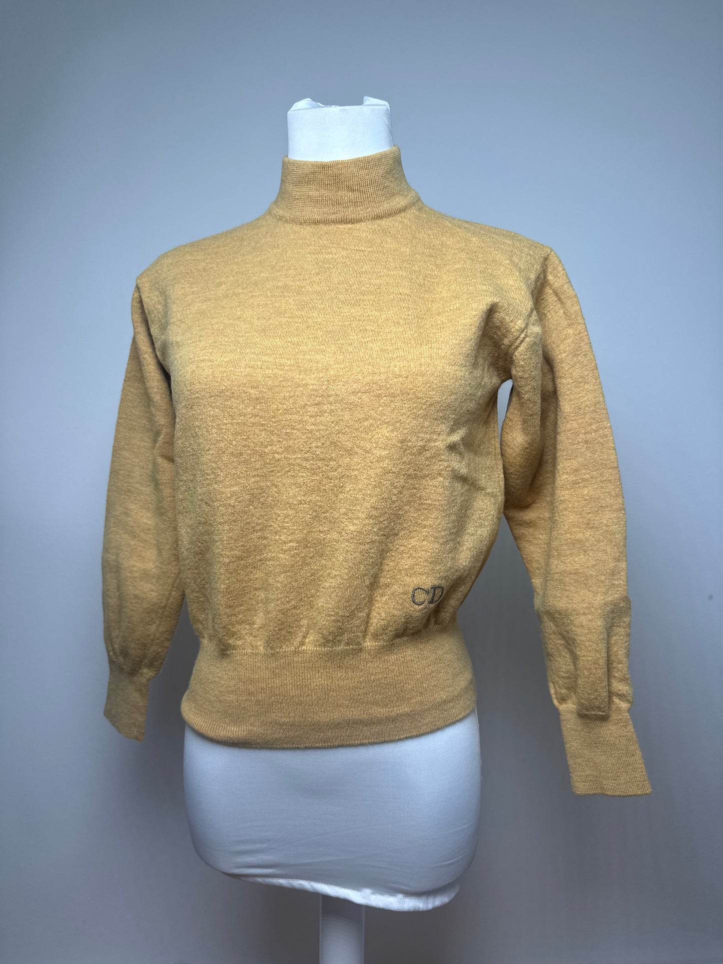 Vintage Dior Wool Turtleneck Sweater Yellow L