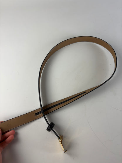 Vintage Dior Leather Belt Black Tan Gold Buckle