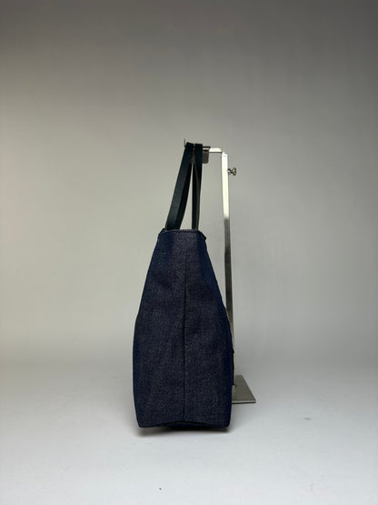 Vintage Givenchy Sequined Cotton Tote Late 1990s Dark Navy