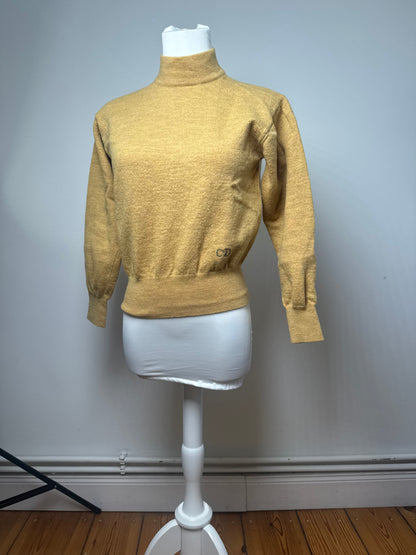 Vintage Dior Wool Turtleneck Sweater Yellow L