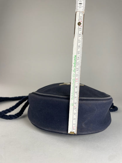 Vintage Courreges Paris Canvas Crossbody/Shoulder Bag Navy White