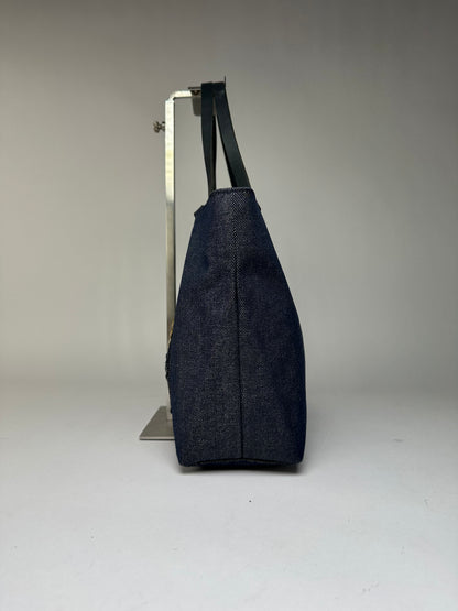 Vintage Givenchy Sequined Cotton Tote Late 1990s Dark Navy