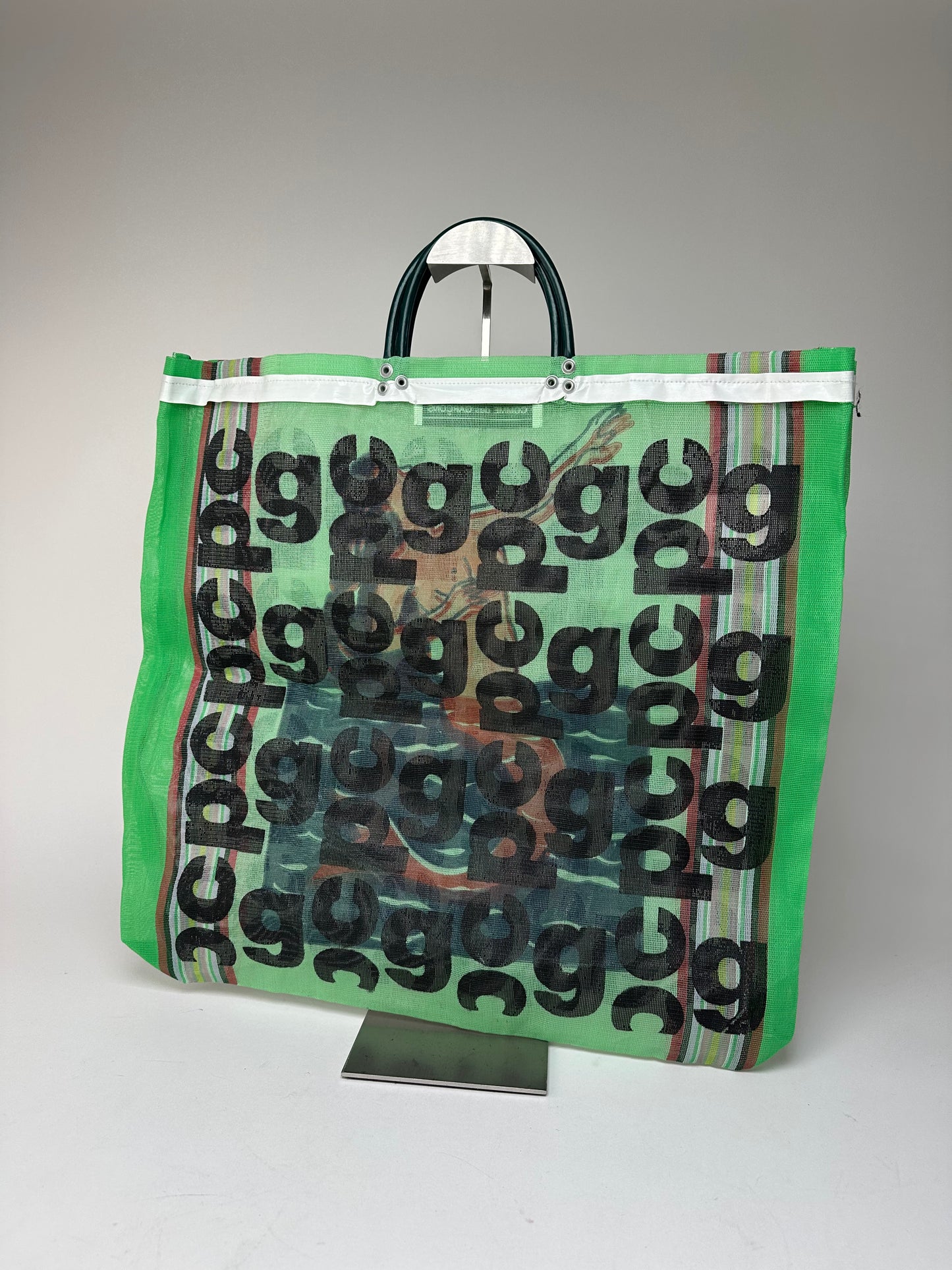 Vintage Comme Des Garçons Polyester Tote Bag Green Black