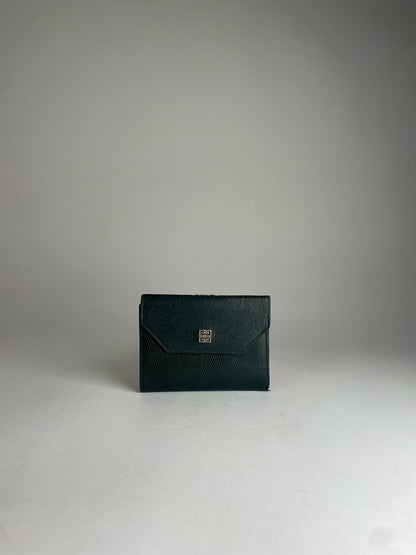 Vintage Givenchy Snake Emblossed Leather Wallet Green
