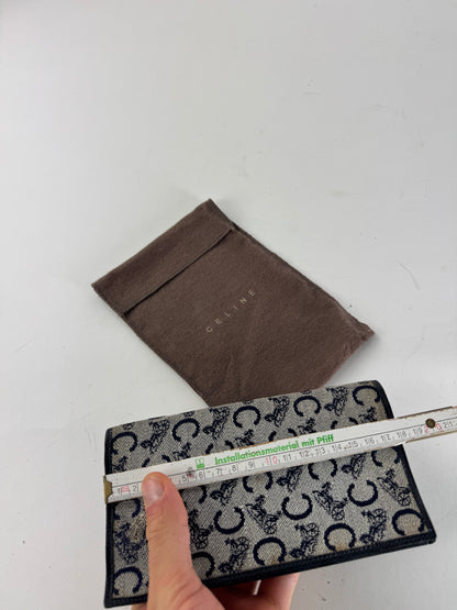 Vintage Celine Macadam Monogram ID Holder Card Holder Navy Grey