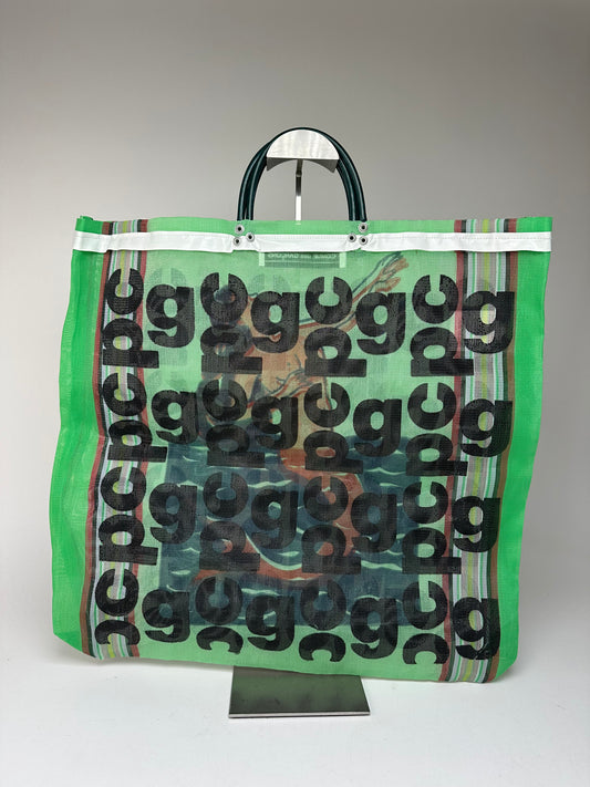 Vintage Comme Des Garçons Polyester Tote Bag Green Black