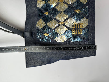 Vintage Givenchy Sequined Cotton Tote Late 1990s Dark Navy