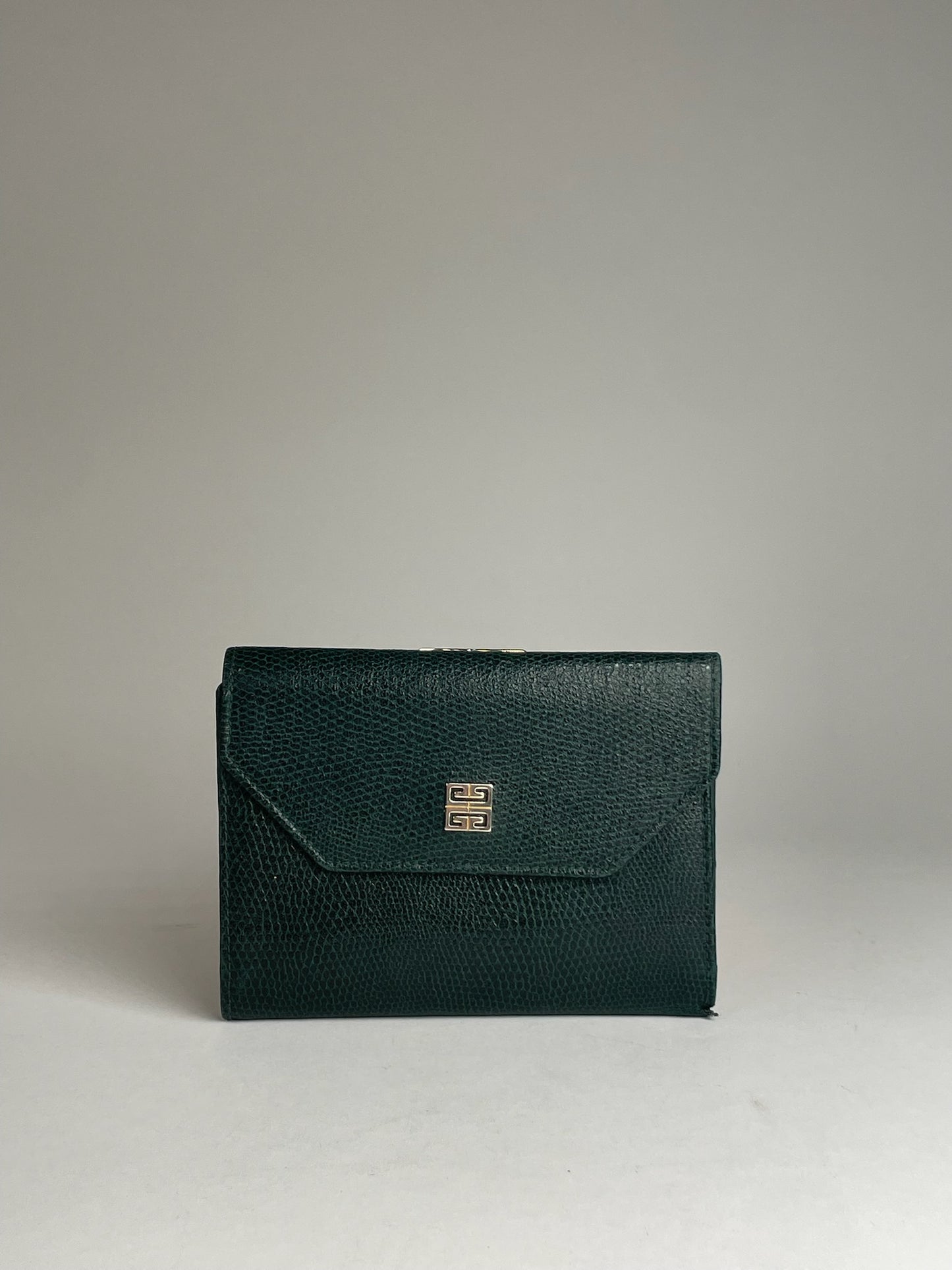 Vintage Givenchy Snake Emblossed Leather Wallet Green