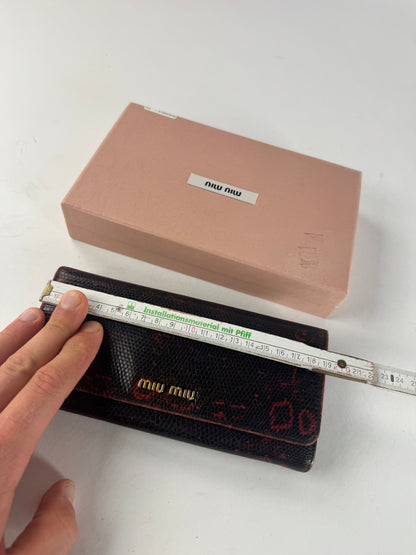 Vintage Miu Miu Snake Emblossed Leather Wallet Black Red