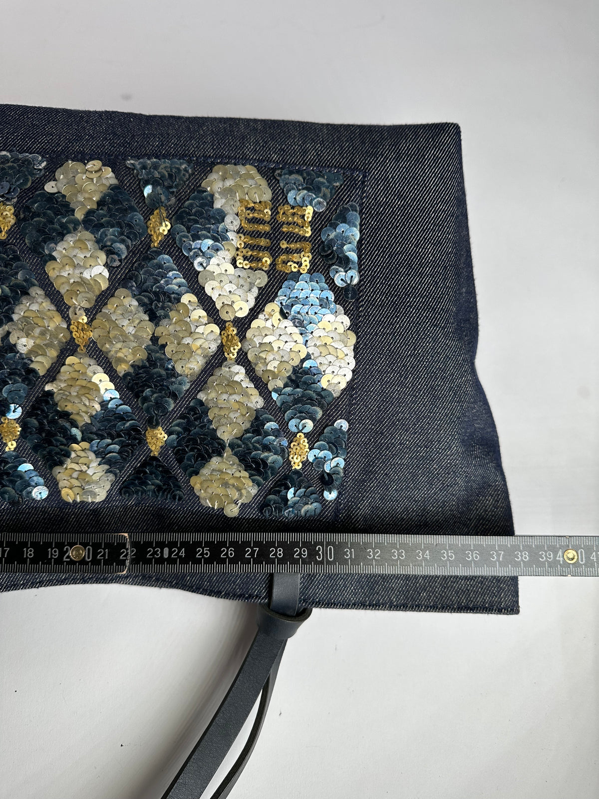 Vintage Givenchy Sequined Cotton Tote Late 1990s Dark Navy