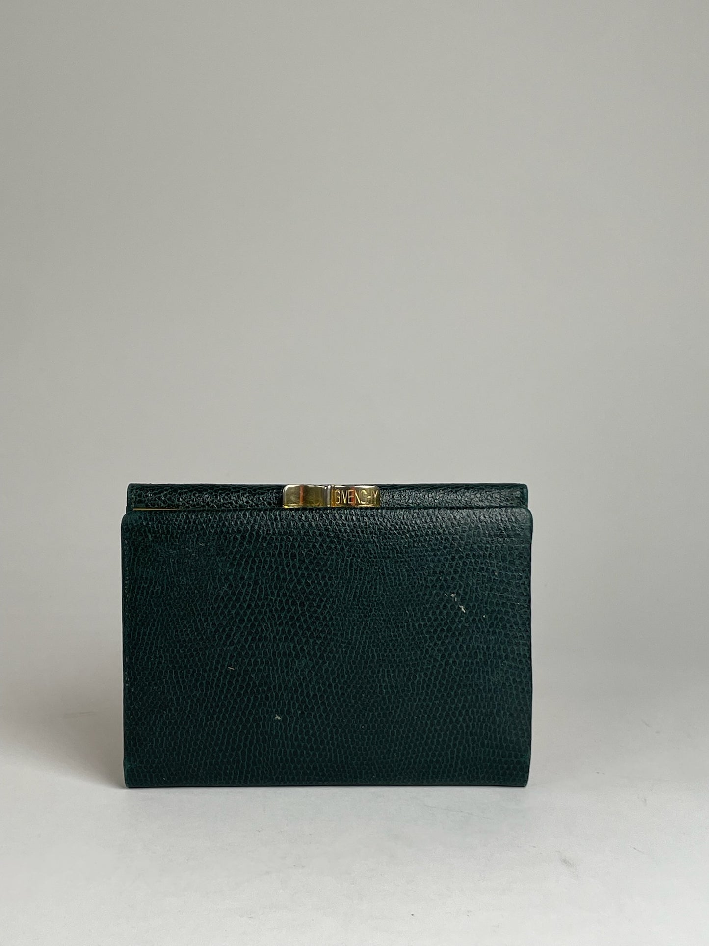 Vintage Givenchy Snake Emblossed Leather Wallet Green
