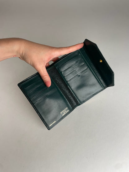 Vintage Givenchy Snake Emblossed Leather Wallet Green