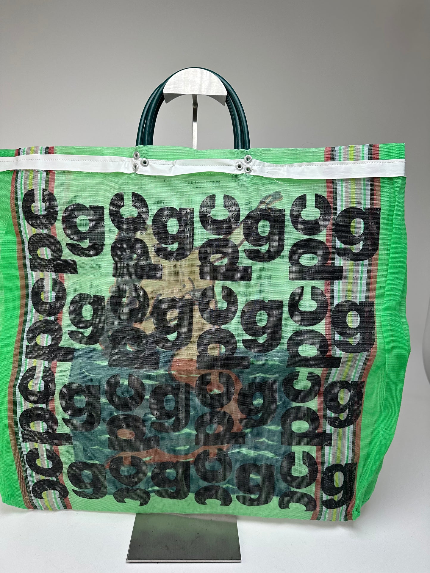 Vintage Comme Des Garçons Polyester Tote Bag Green Black
