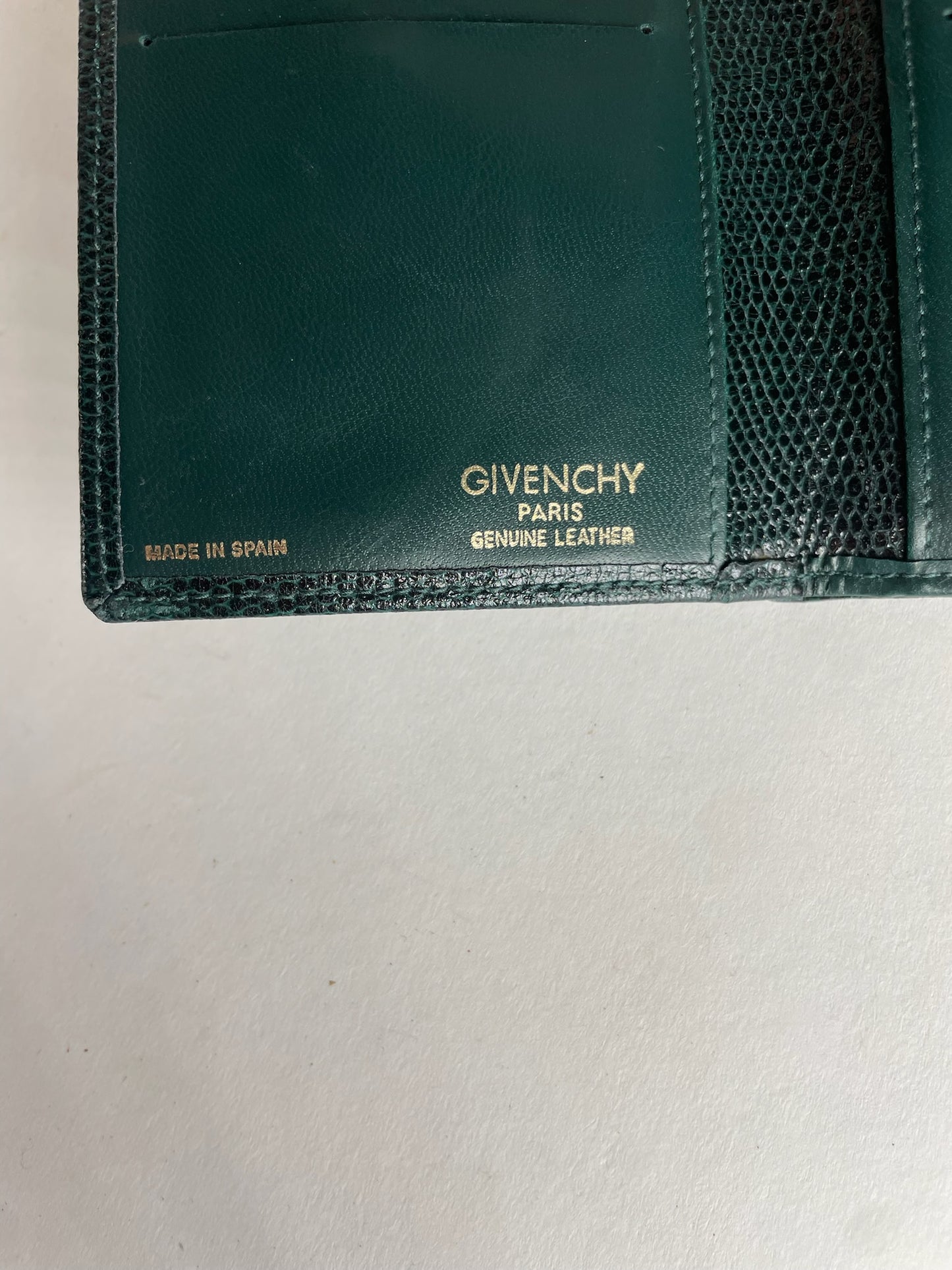 Vintage Givenchy Snake Emblossed Leather Wallet Green