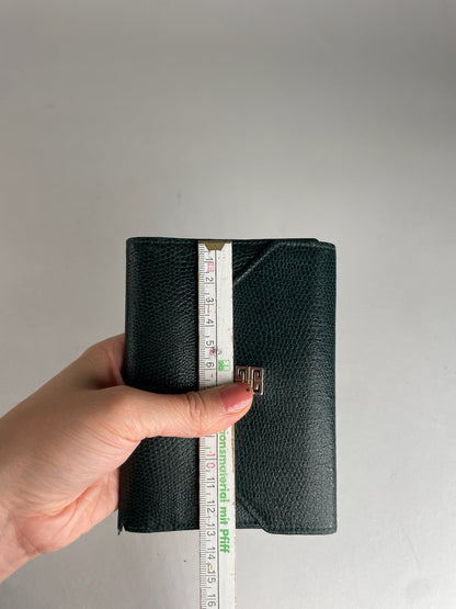 Vintage Givenchy Snake Emblossed Leather Wallet Green