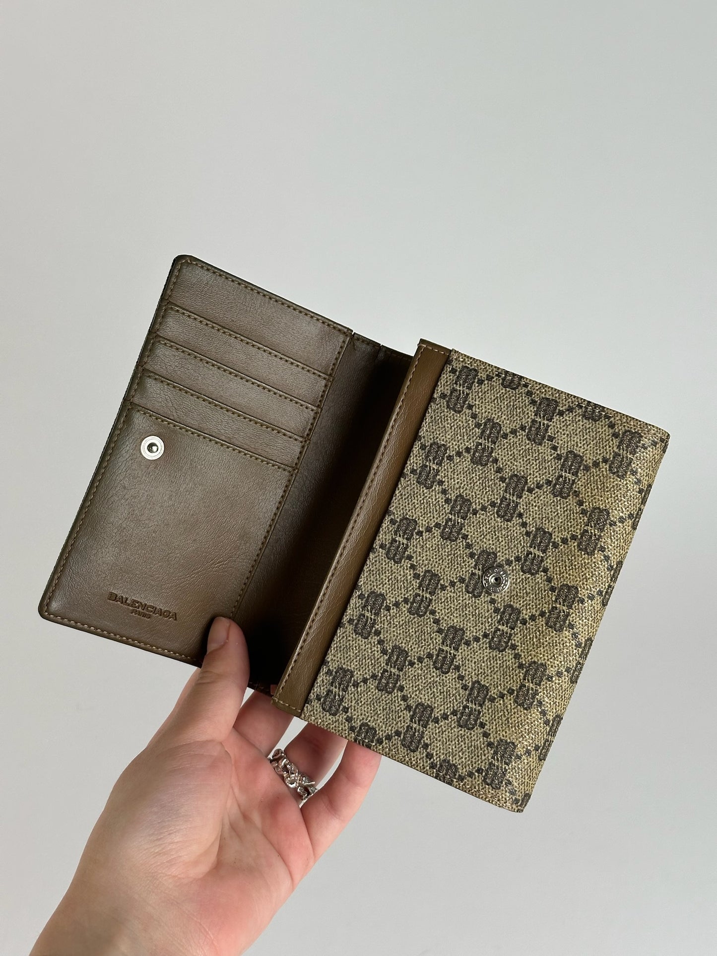 Vintage Balenciaga Leather Monogram Wallet Brown