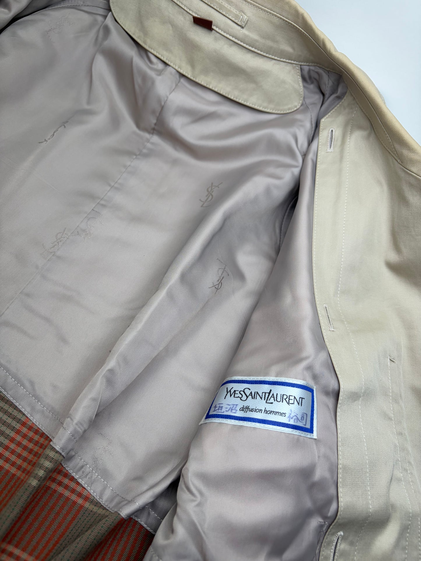 Vintage Yves Saint Laurent Men's Trench Coat Beige L