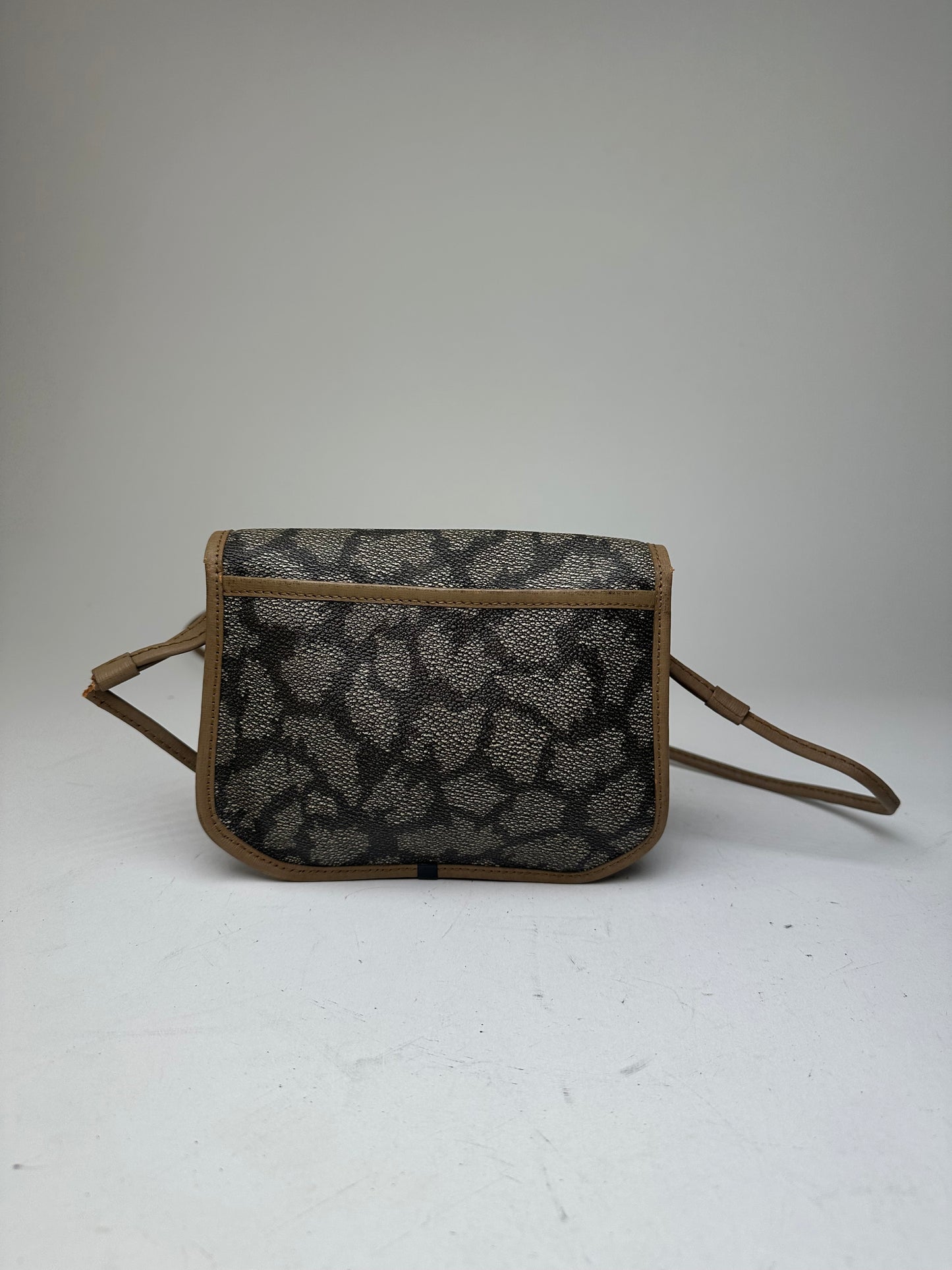 Vintage Yves Saint Laurent Textured Leather Shoulder Bag Brown Gray