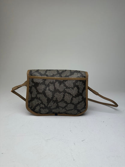 Vintage Yves Saint Laurent Textured Leather Shoulder Bag Brown Gray