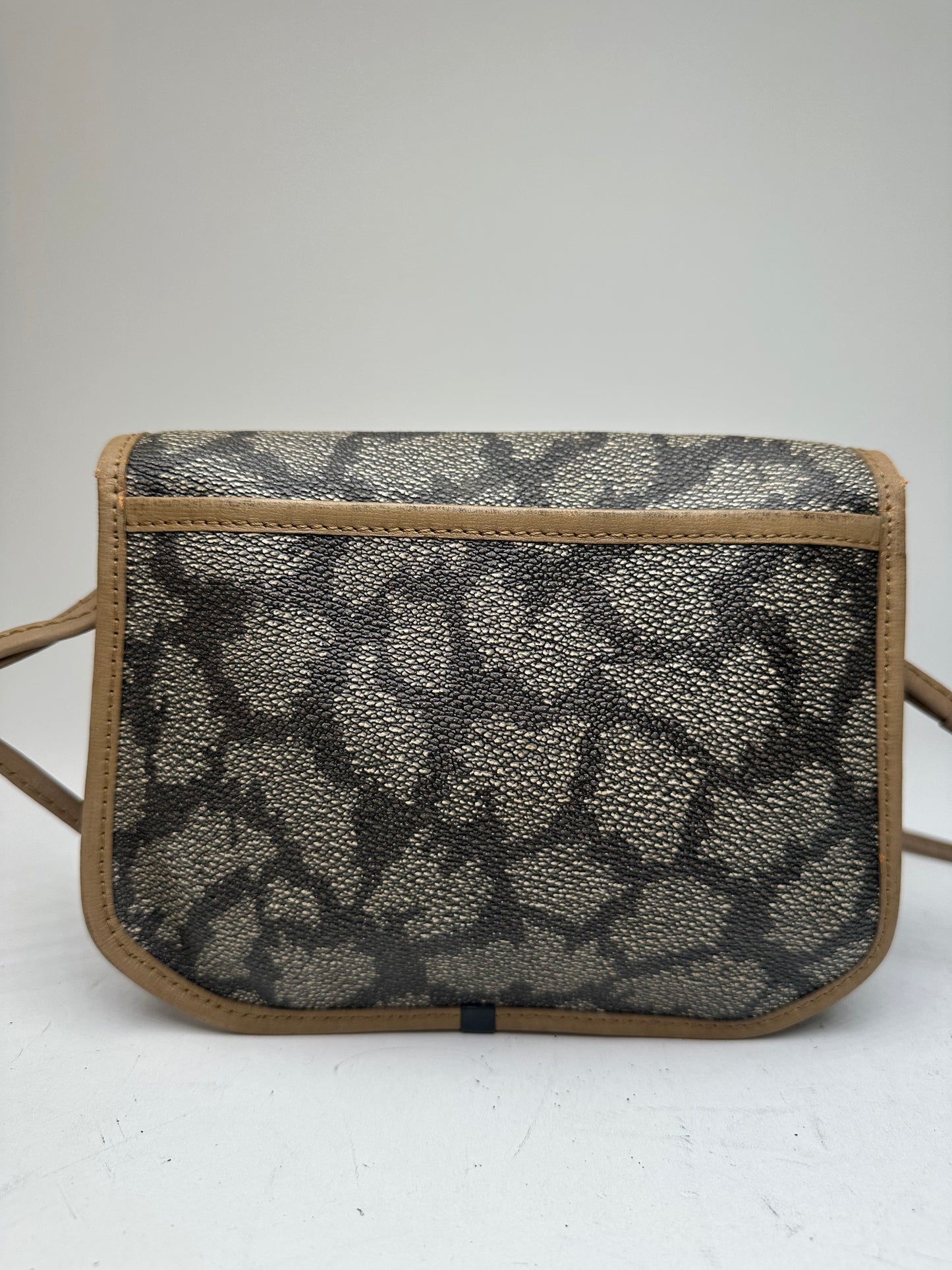 Vintage Yves Saint Laurent Textured Leather Shoulder Bag Brown Gray