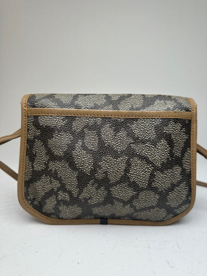 Vintage Yves Saint Laurent Textured Leather Shoulder Bag Brown Gray