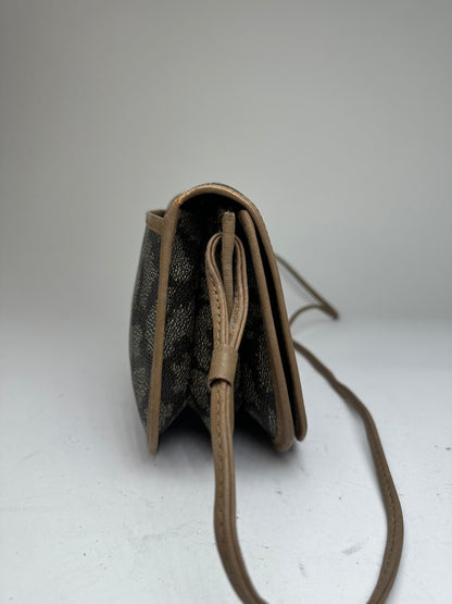 Vintage Yves Saint Laurent Textured Leather Shoulder Bag Brown Gray