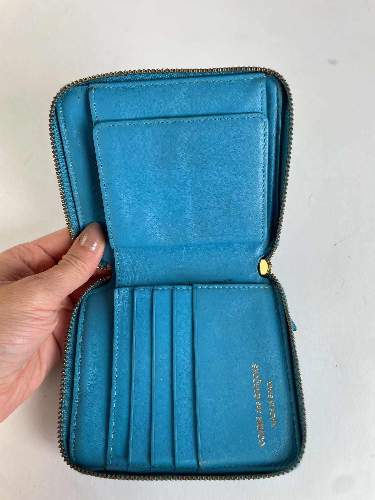 Vintage Comme des Garçons Zip Wallet Turquoise Blue