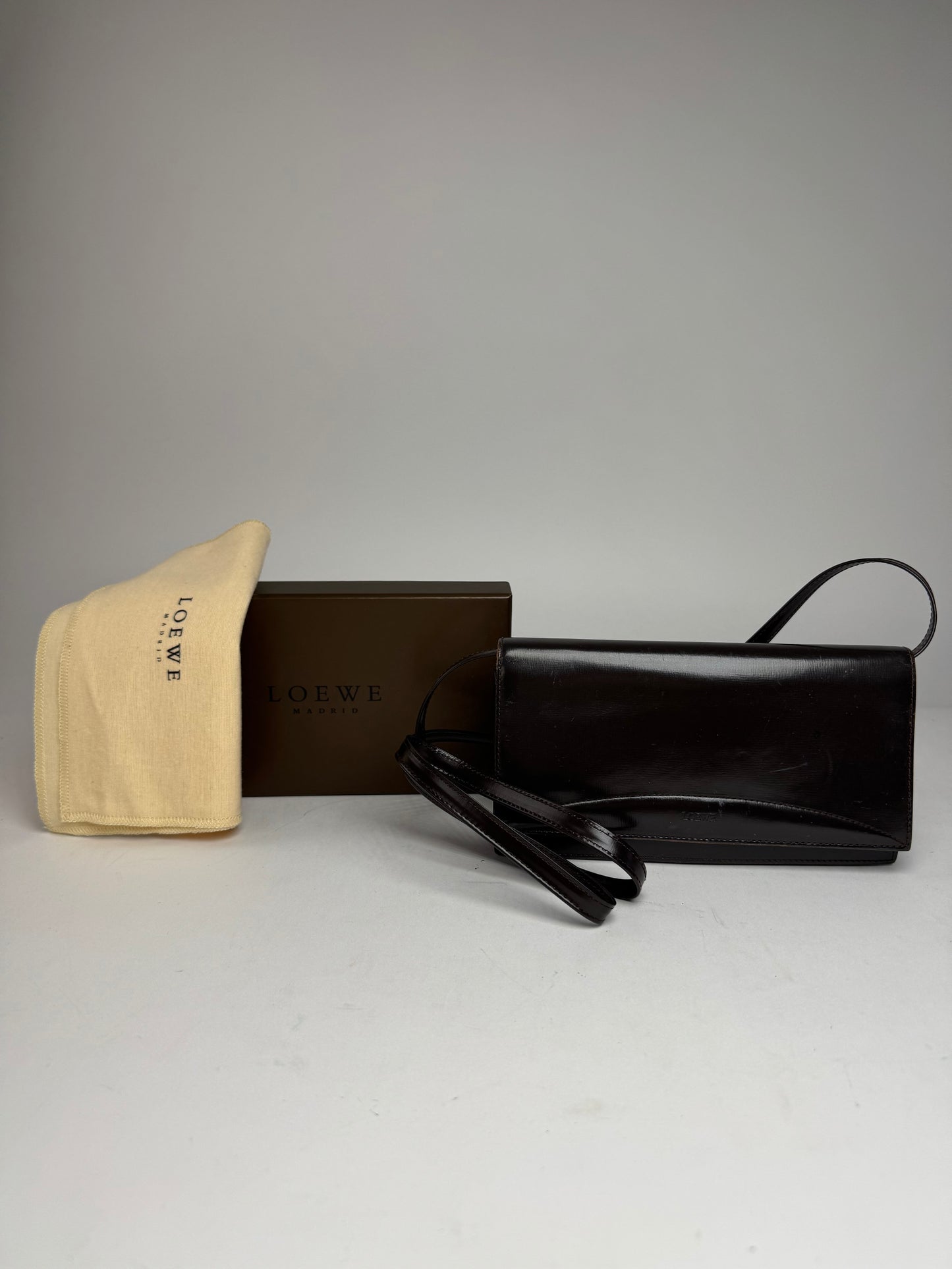 Vintage Loewe Madrid Leather Shoulder Bag Brown