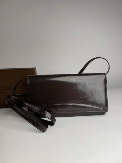 Vintage Loewe Madrid Leather Shoulder Bag Brown