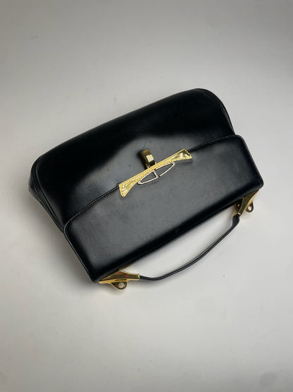 Vintage Dior 2Way Leather Handbag Black