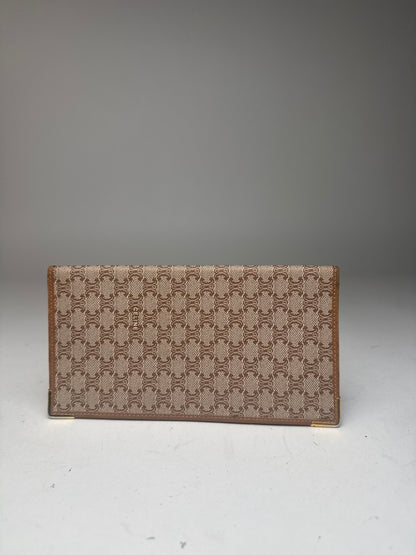Vintage Celine Triomphe Monogram Leather Card Holder beige