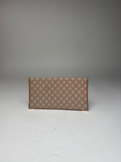 Vintage Celine Triomphe Monogram Leather Card Holder beige