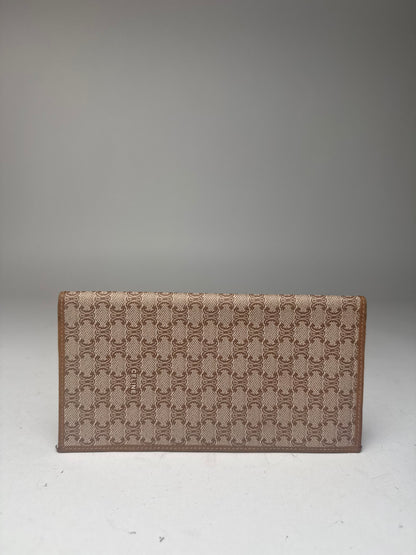 Vintage Celine Triomphe Monogram Leather Card Holder beige