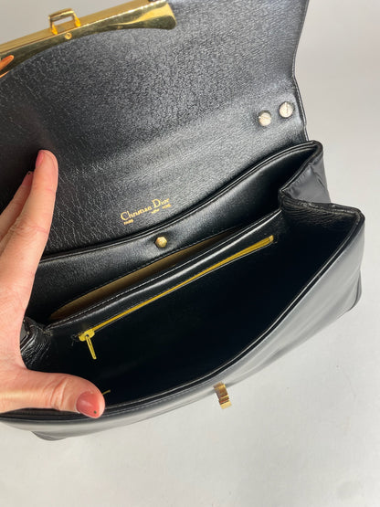 Vintage Dior 2Way Leather Handbag Black