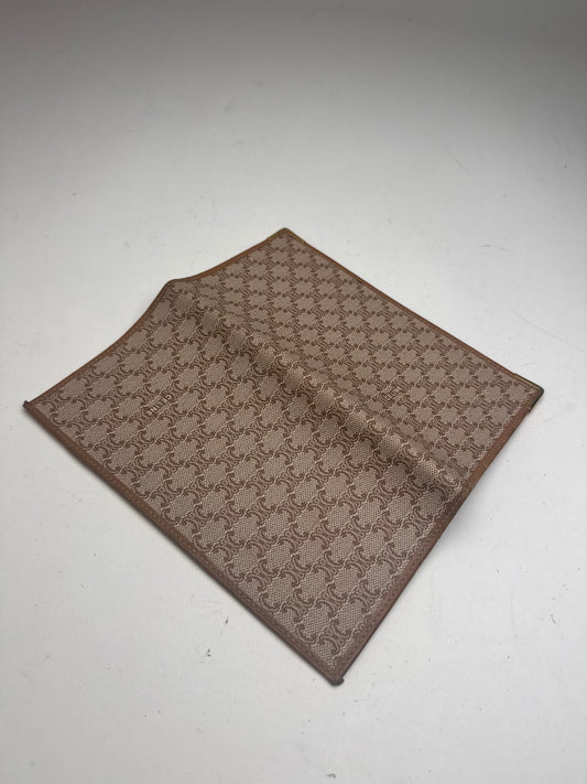 Vintage Celine Triomphe Monogram Leather Card Holder beige