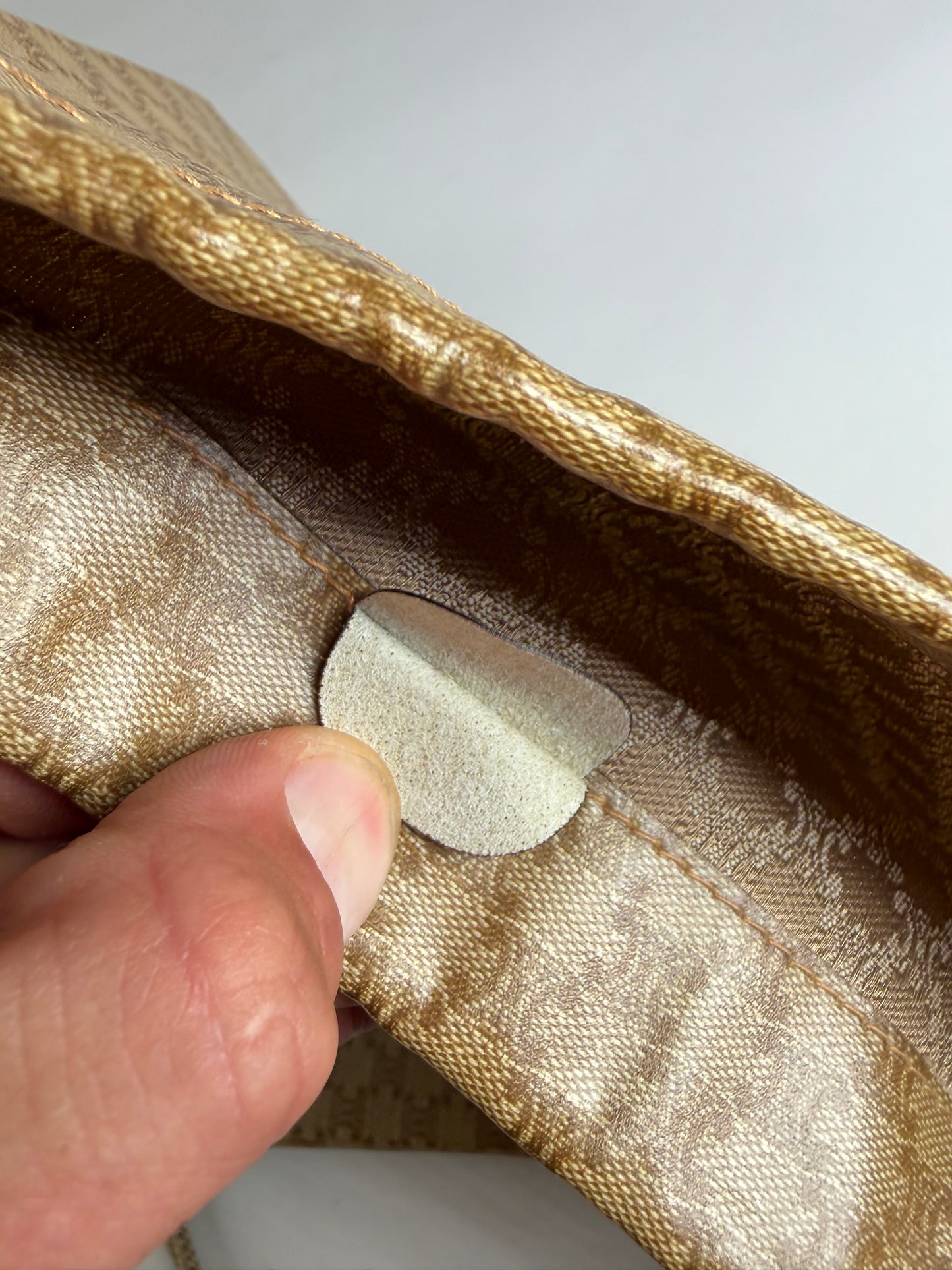Vintage Celine Canvas Clutch Bag Gold-Tone Clasp Beige Gold